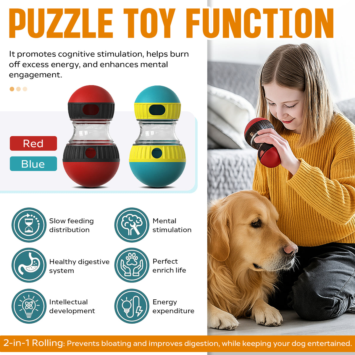 Puzzle toy function - mental stimulation, available in red and blue